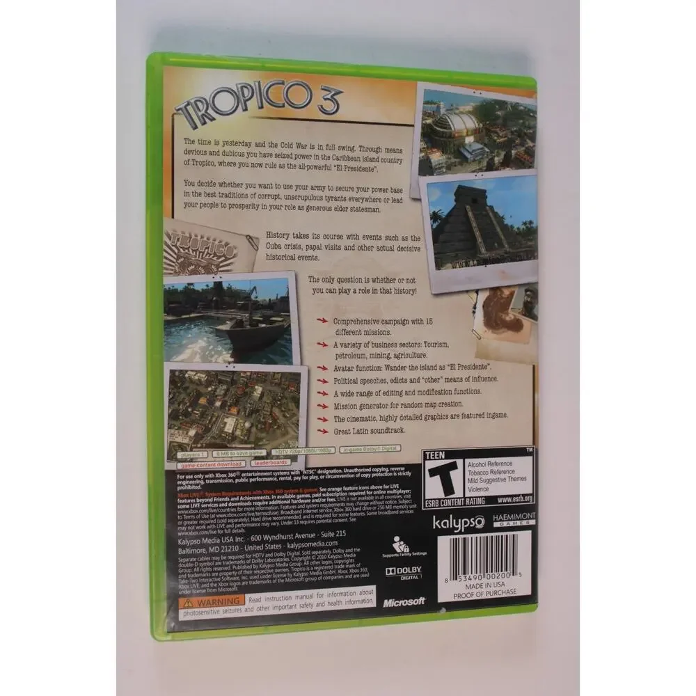 Tropico 3 (Microsoft Xbox 360) Authentic, Complete, Tested/Works Great